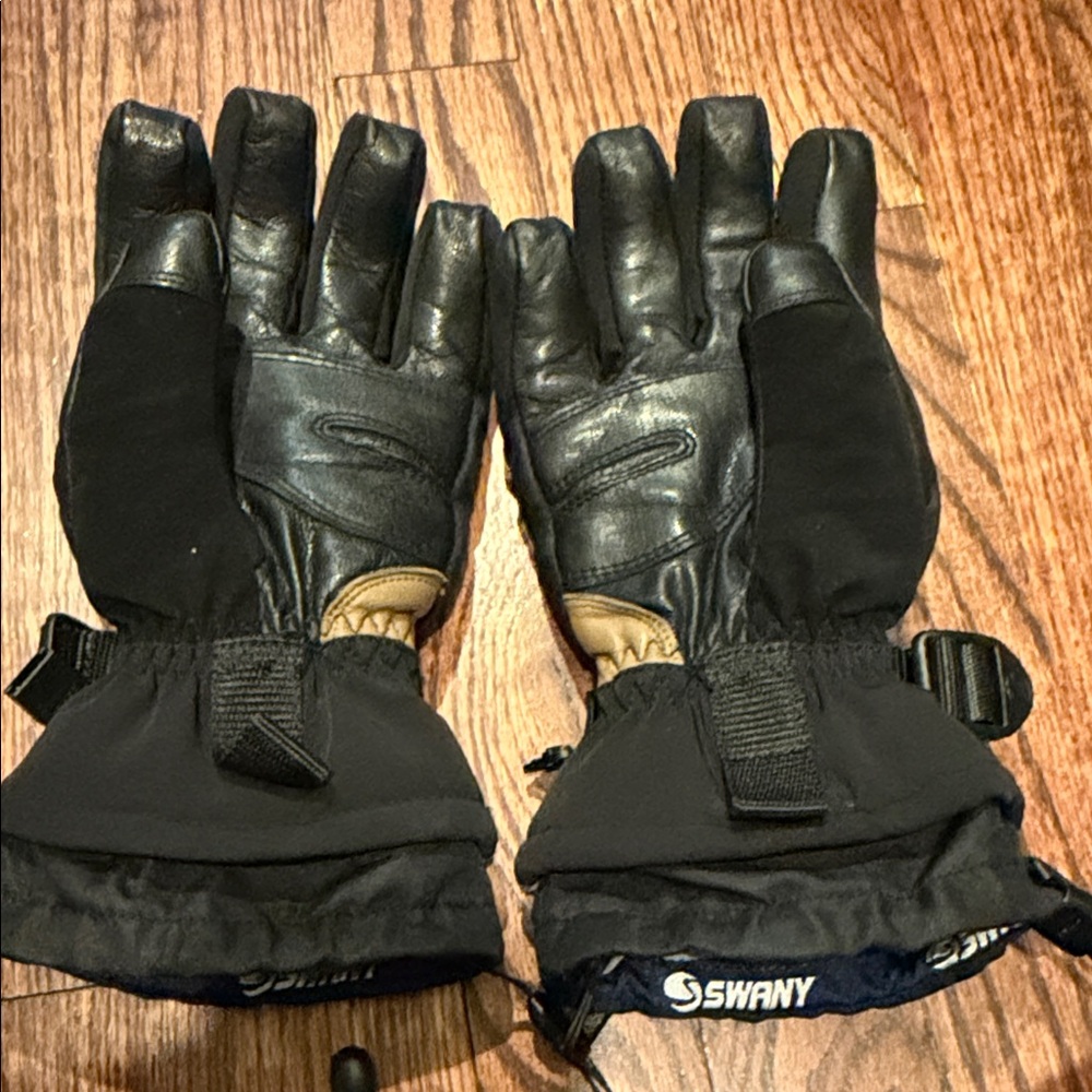 Swany Black Kids Ski Gloves Youth Med (with leather)